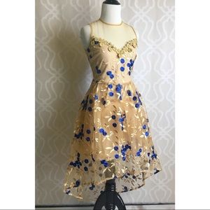 Enchanted indigo and gold fairy party dress